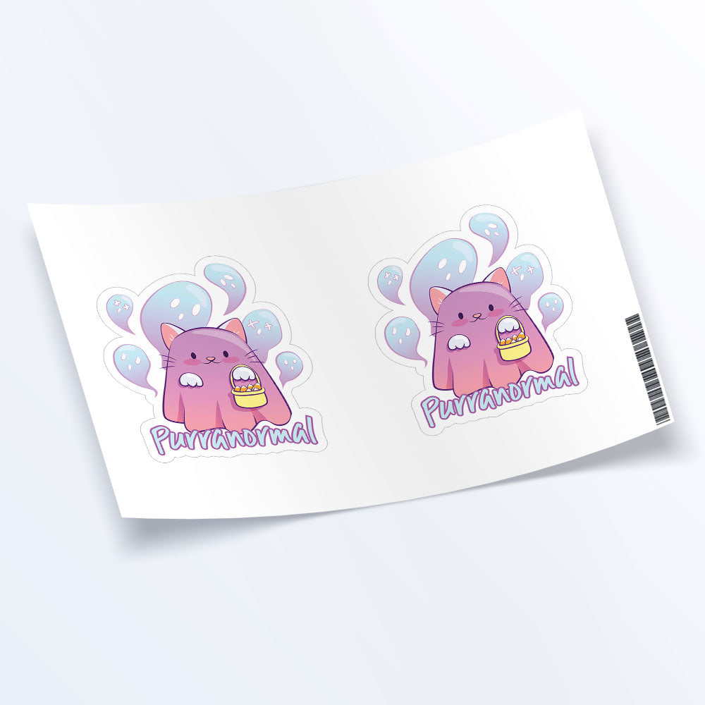 Purranormal Kawaii Ghost Cat Stickers - Set of 2