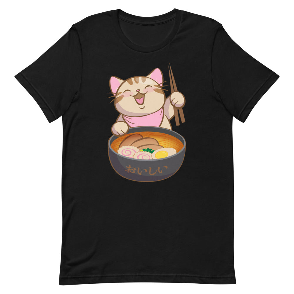 Cute Kawaii Ramen Cat T-Shirt S / Black