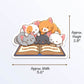 Reading Cute Cats Kawaii Sticker measurements