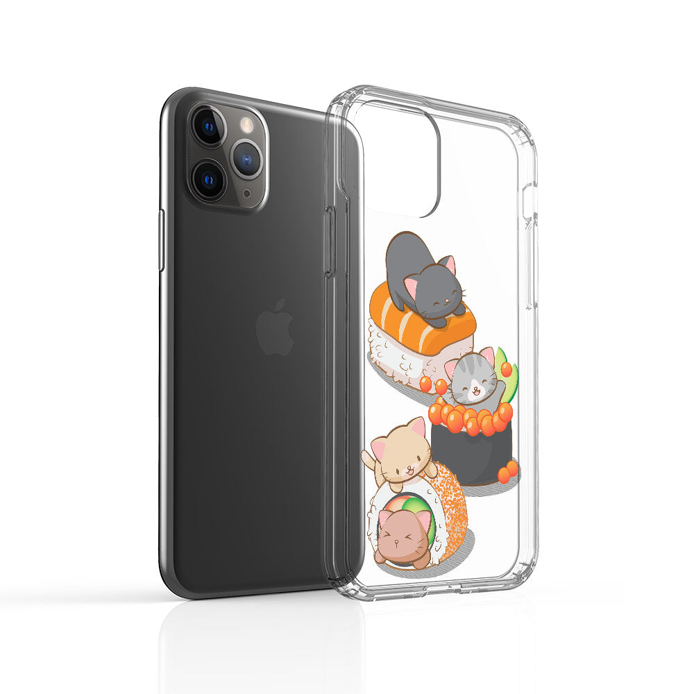 Cute Sushi Cats Kawaii Phone Case - Clear Aesthetic