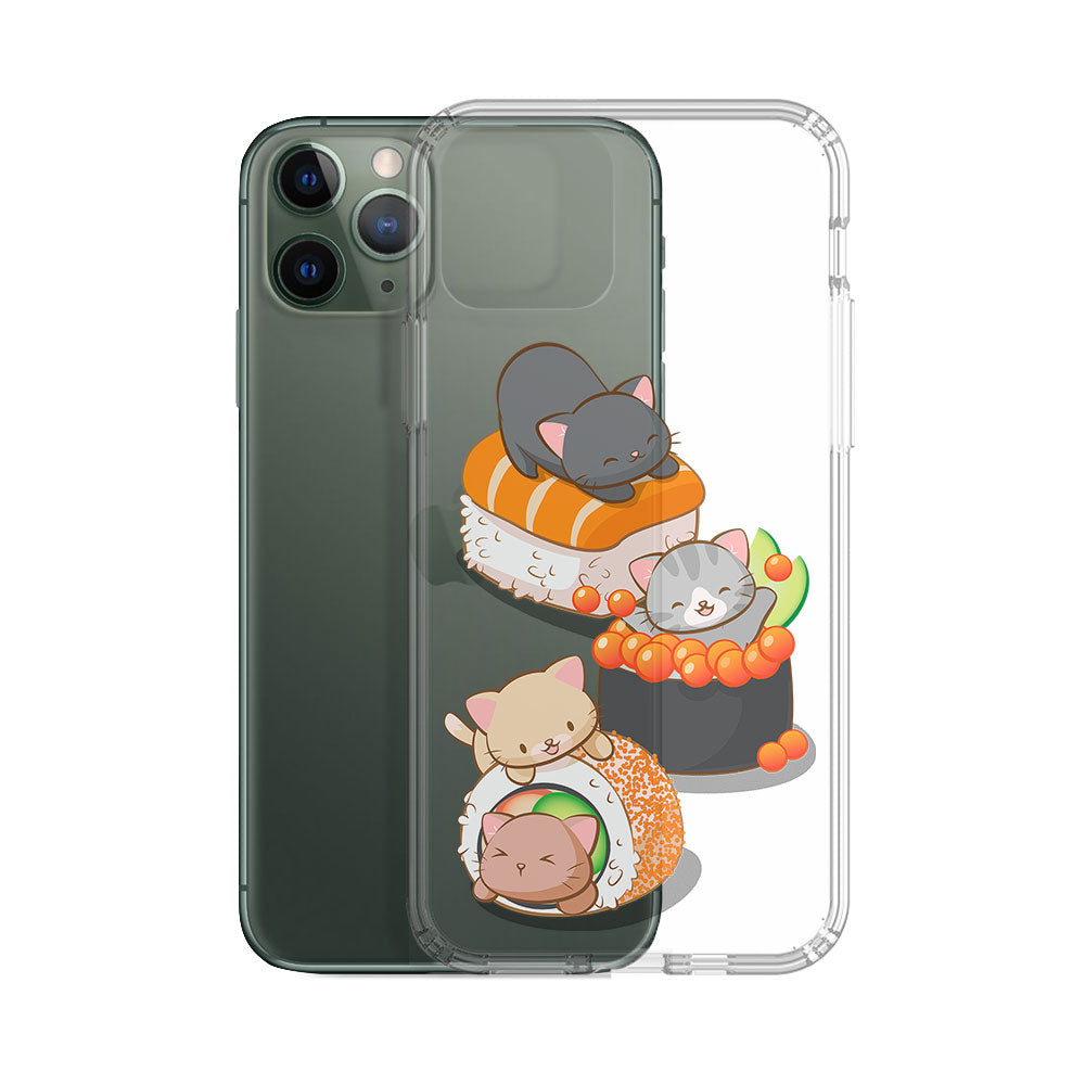 Cute Sushi Cats Kawaii Phone Case - Clear Aesthetic