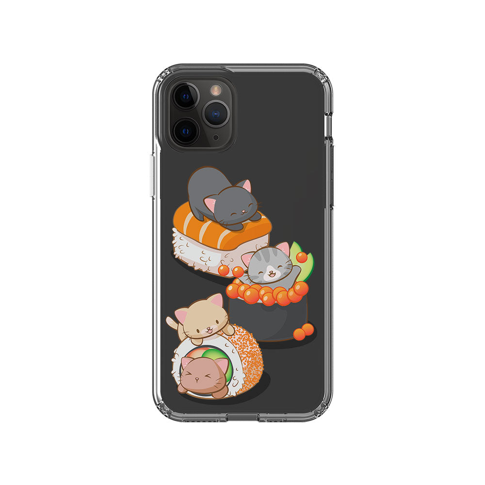 Cute Sushi Cats Kawaii Phone Case - Clear Aesthetic