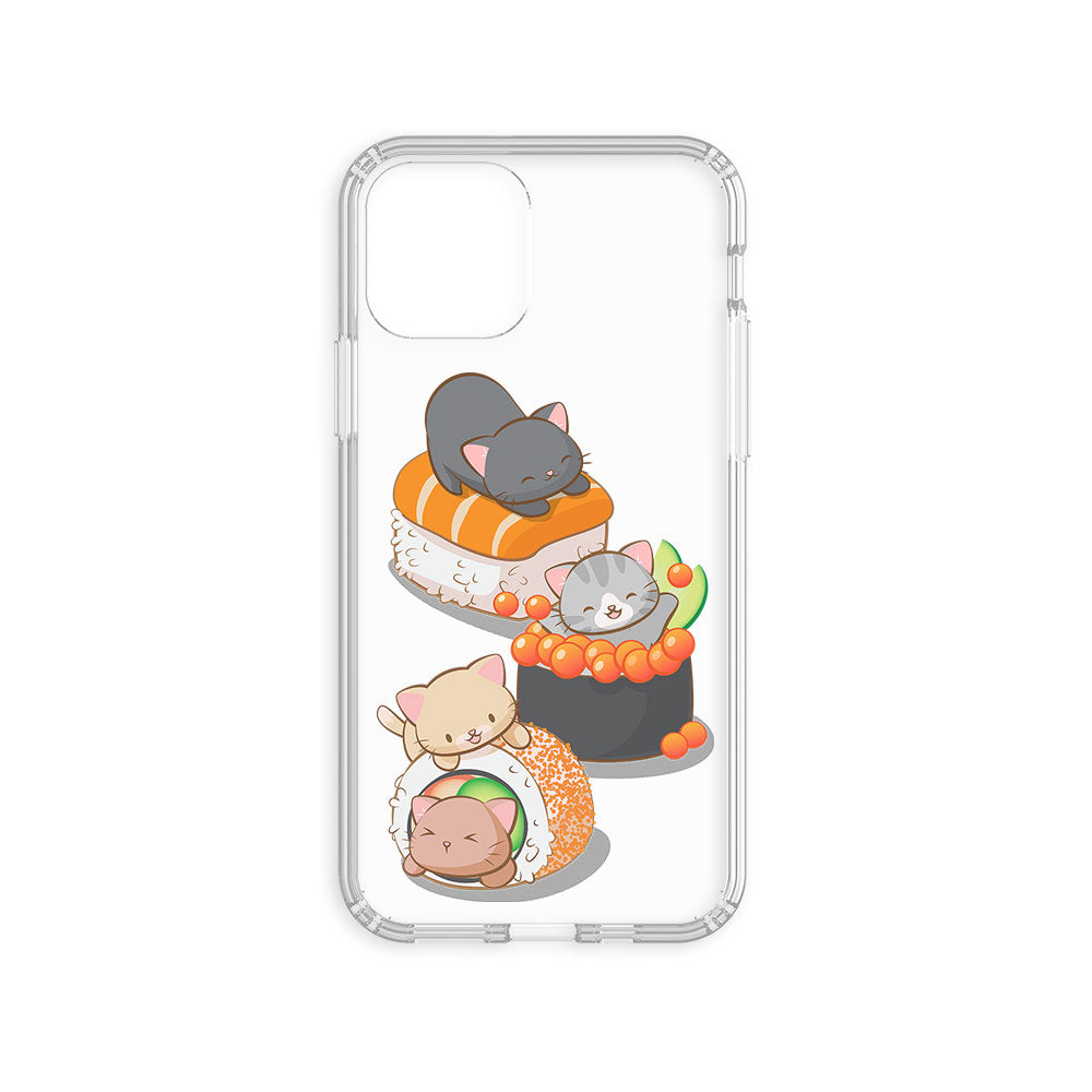 Cute Sushi Cats Kawaii Phone Case - Clear Aesthetic