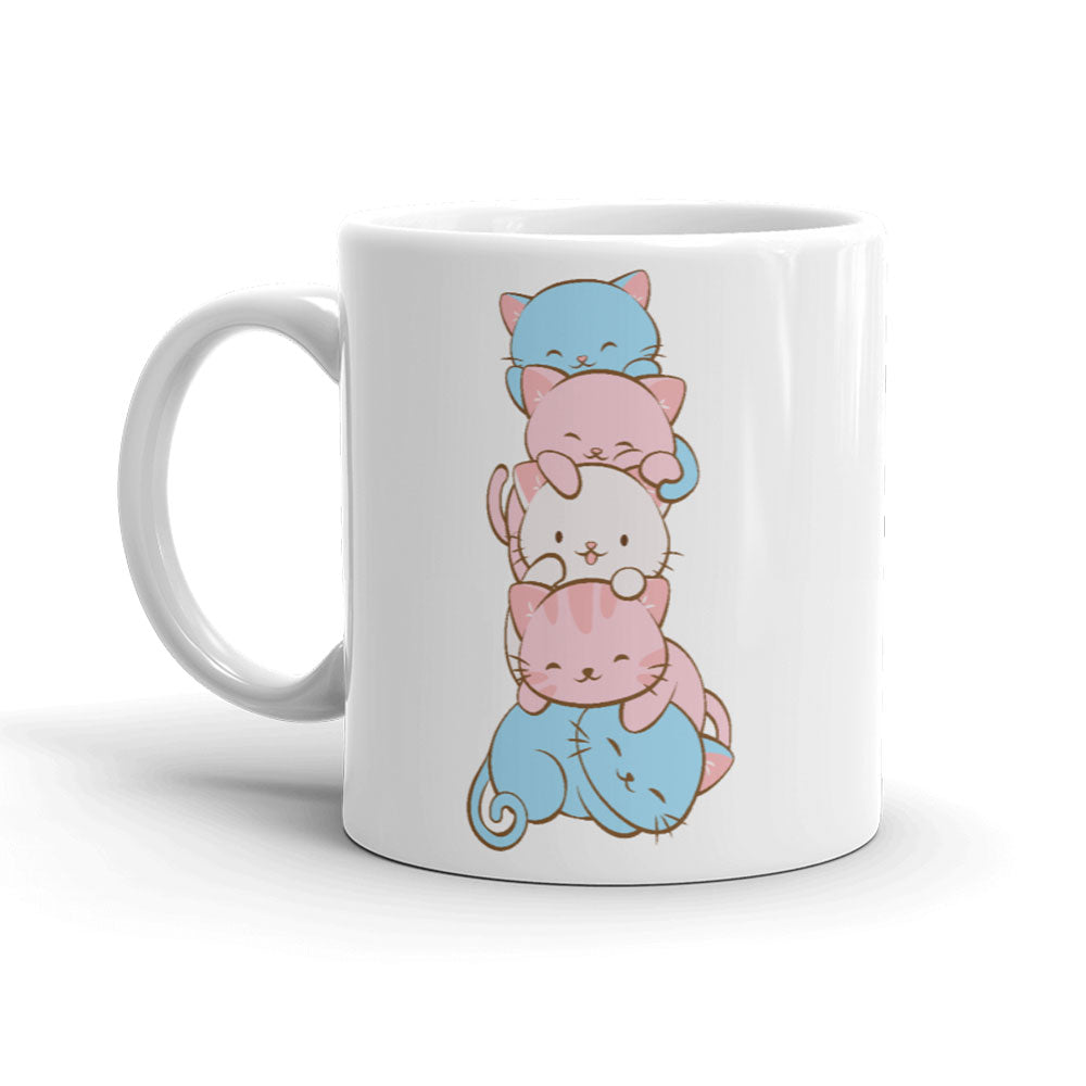 Transgender Pride Cute Kawaii Cat Mug 11 oz / White