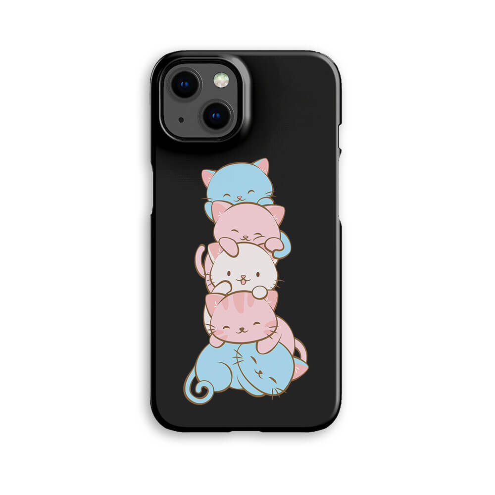 Transgender Pride Kawaii Cat Phone Case - black