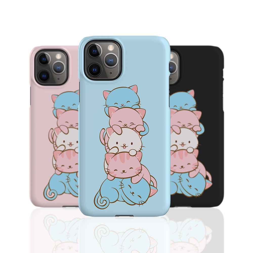 Transgender Pride Kawaii Cat Phone Case - blue pink and black