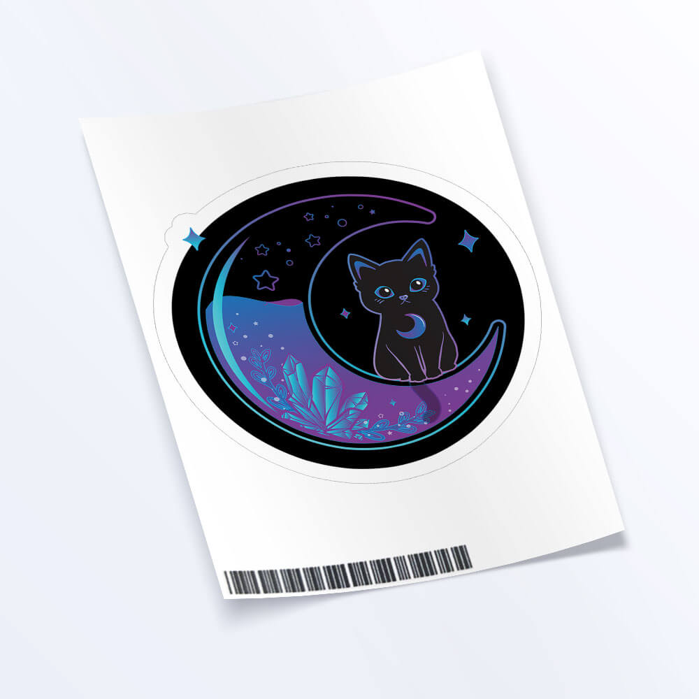 Witchy Black Cat on Magical Moon Kawaii Sticker – Irene Koh Studio