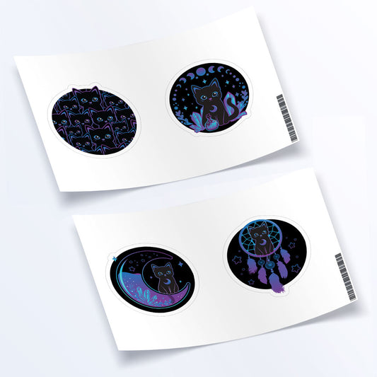 Witchy Black Cat Kawaii Sticker Sheets