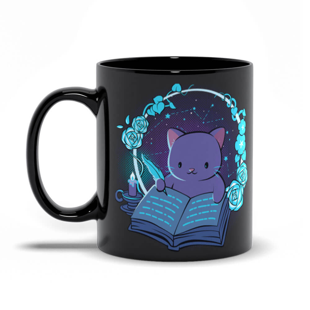 Writing Cat Cute Kawaii Mug for Writers, Black 11oz