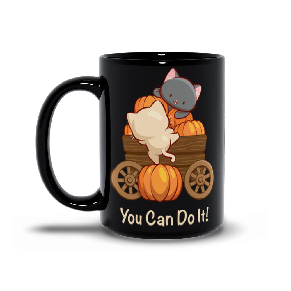 You Can Do It Kawaii Cats Inspirational Cute Mug - Black 15 oz