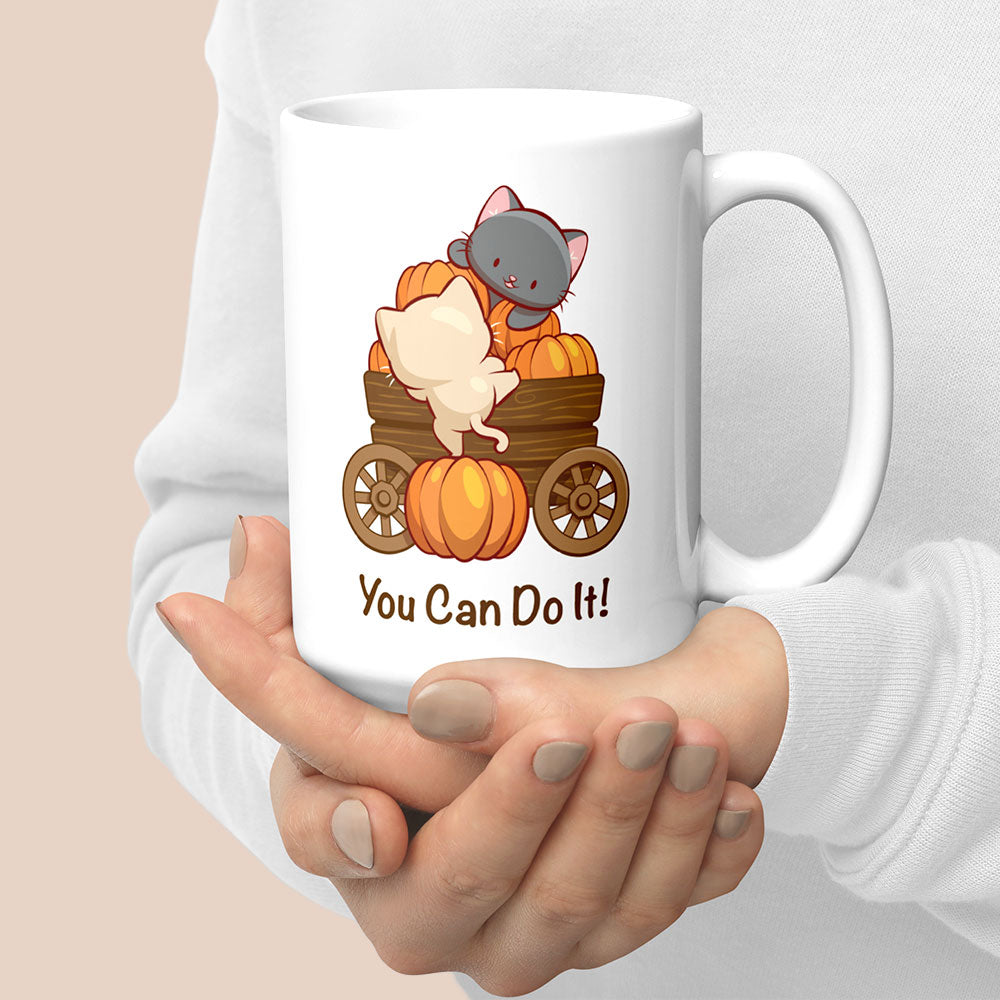 You Can Do It Kawaii Cats Inspirational Cute Mug on hand
