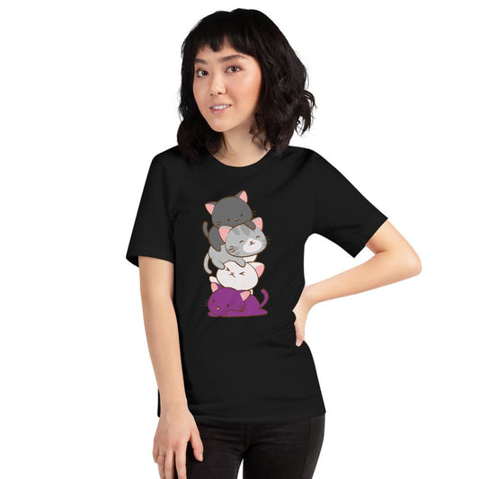 Kawaii Cat Pile Asexual Pride T-Shirt