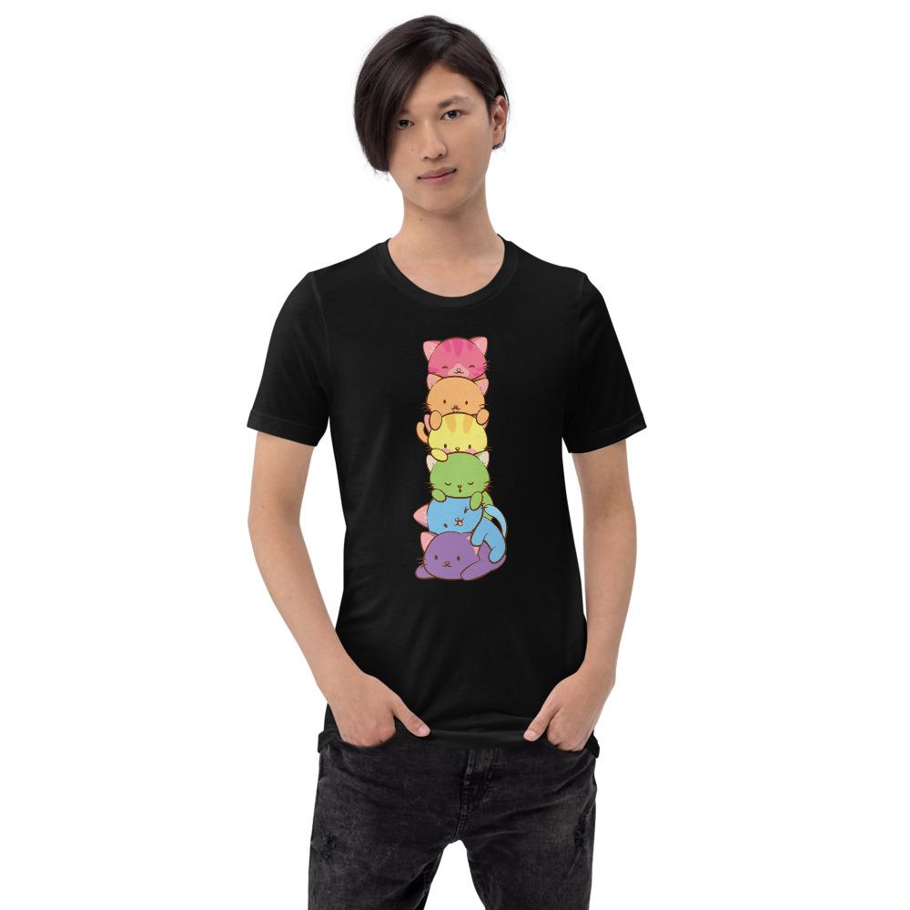 Kawaii Rainbow Cat Pile Gay Pride T-Shirt